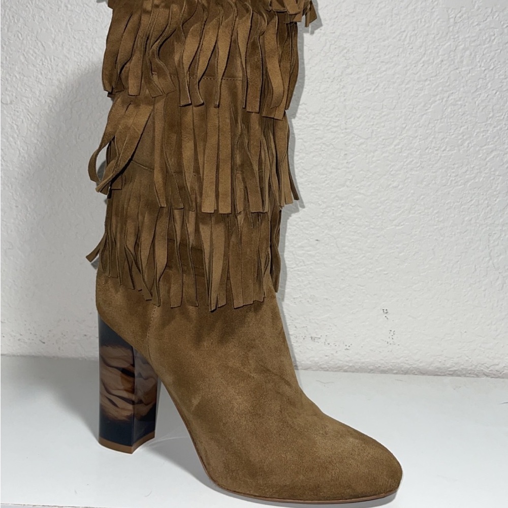NWT BURBERRY Jazmine Fringe Suede Boots Sz 38.5 - Picture 3 of 9